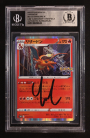 Lee Steinfield Signed 2022 Pokemon Card Game Sword & Shield Pokemon GO Enhanced Expansion Japanese #010 Charizard Holo (BGS) at PristineAuction.com