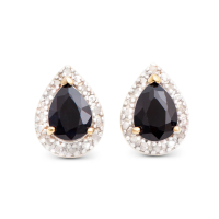 2.87 CTW Natural Sapphire & Diamonds 18K Gold Plated Designer Earrings | Estimated Retail Value: $1,249 (AMG) at PristineAuction.com