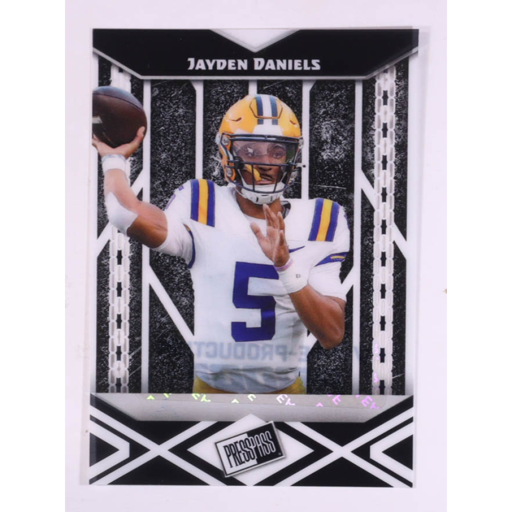 Jayden Daniels 2024 Press Pass Pre-Production Proof Clear Black RC #1/1 at PristineAuction.com