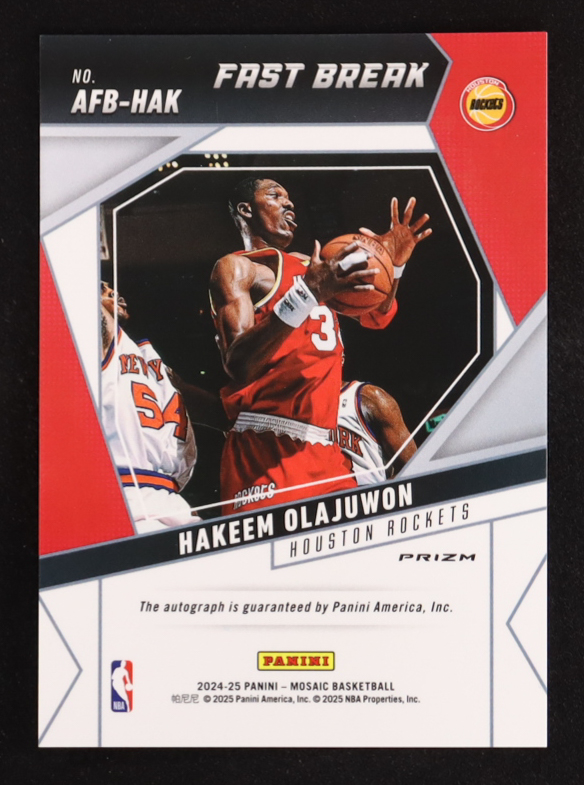 Hakeem Olajuwon 2024-25 Panini Mosaic Autographs Fast Break Disco #61 at PristineAuction.com Hakeem Olajuwon 2024-25 Panini Mosaic Autographs Fast Break Disco #61 at PristineAuction.com