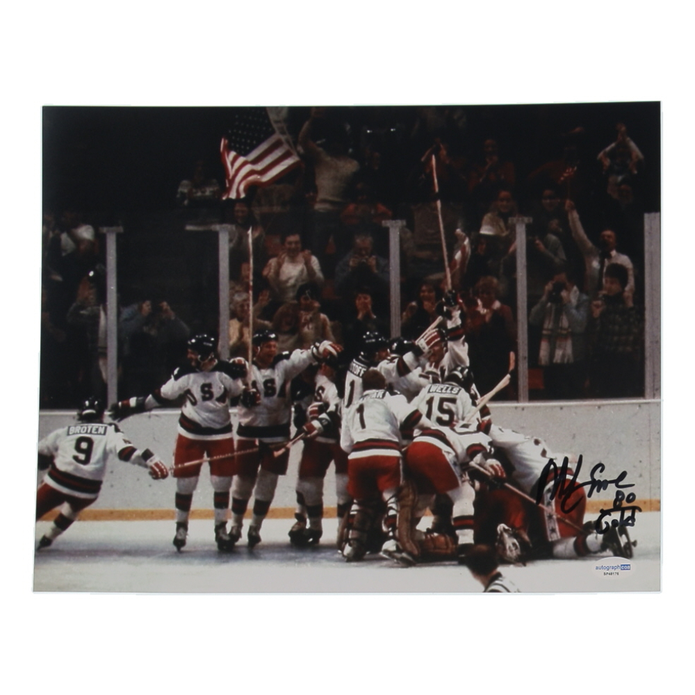 Mike Eruzione Signed Team USA 11x14 Photo Inscribed "80 Gold" (ACOA) at PristineAuction.com
