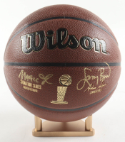 Magic Johnson & Larry Bird Signed NBA Finals Trophy Special Edition Basketball with Display Stand (Beckett & PSA) at PristineAuction.com