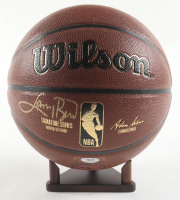 Larry Bird Signed NBA Finals Trophy Special Edition Basketball with Display Stand (PSA) at PristineAuction.com
