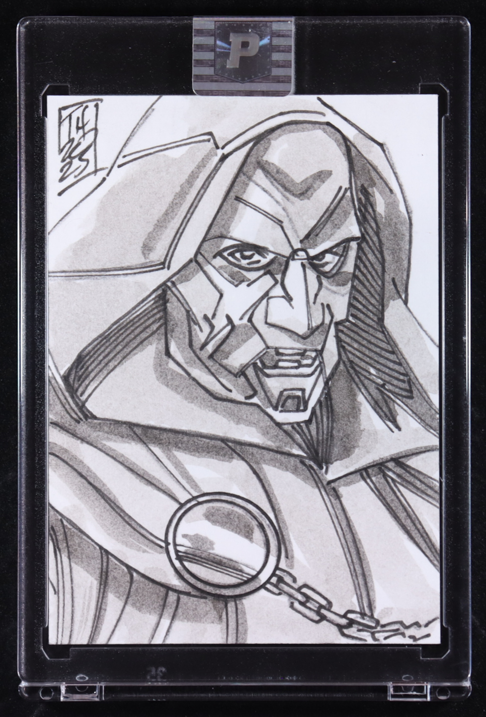 Doctor Doom | Marvel | Original Art Sketch Card by Tom Hodges (1/1 Original Art) at PristineAuction.com Doctor Doom | Marvel | Original Art Sketch Card by Tom Hodges (1/1 Original Art) at PristineAuction.com