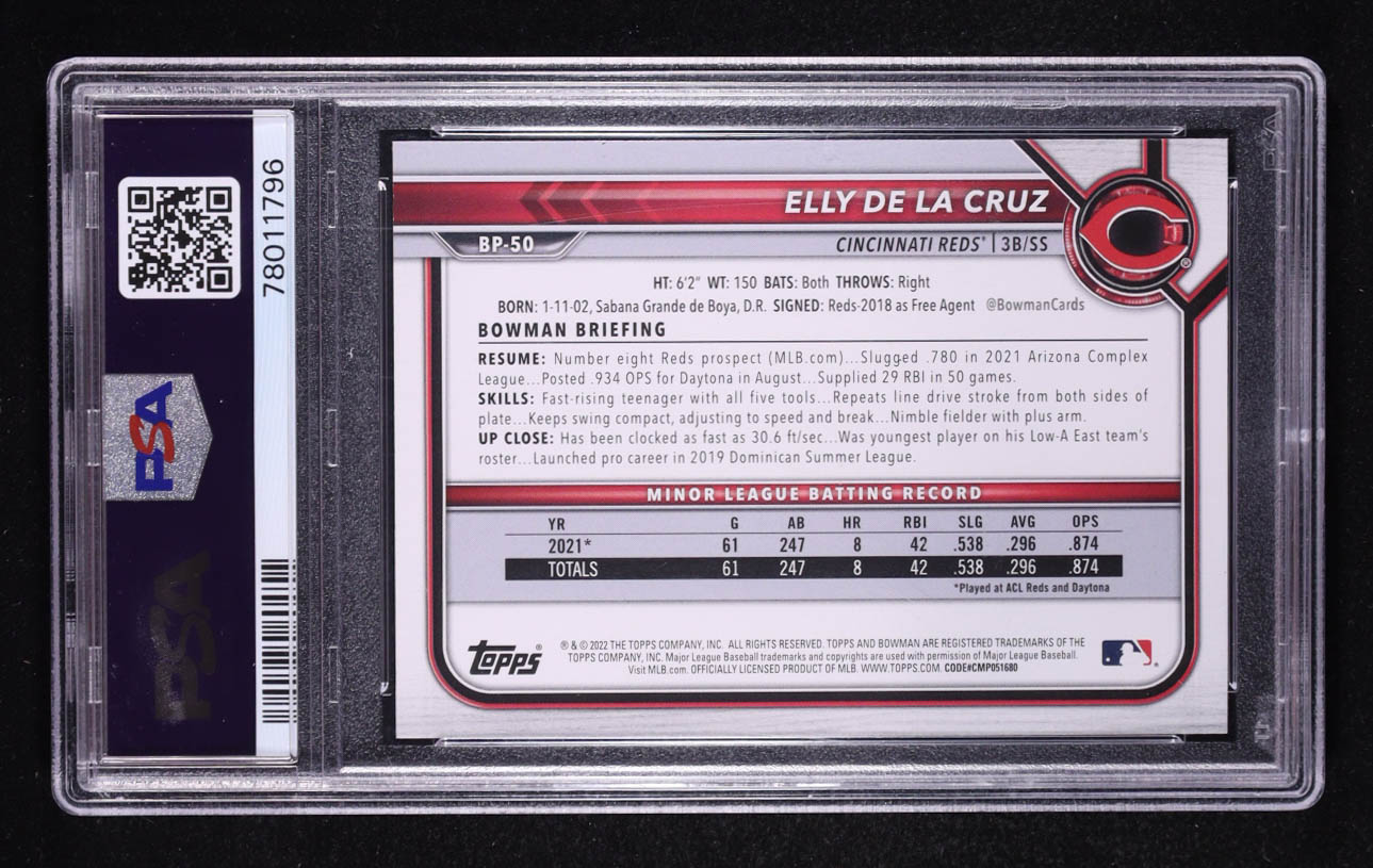 Elly De La Cruz 2022 Bowman Paper Prospects #BP50 RC (PSA 9) at PristineAuction.com Elly De La Cruz 2022 Bowman Paper Prospects #BP50 RC (PSA 9) at PristineAuction.com