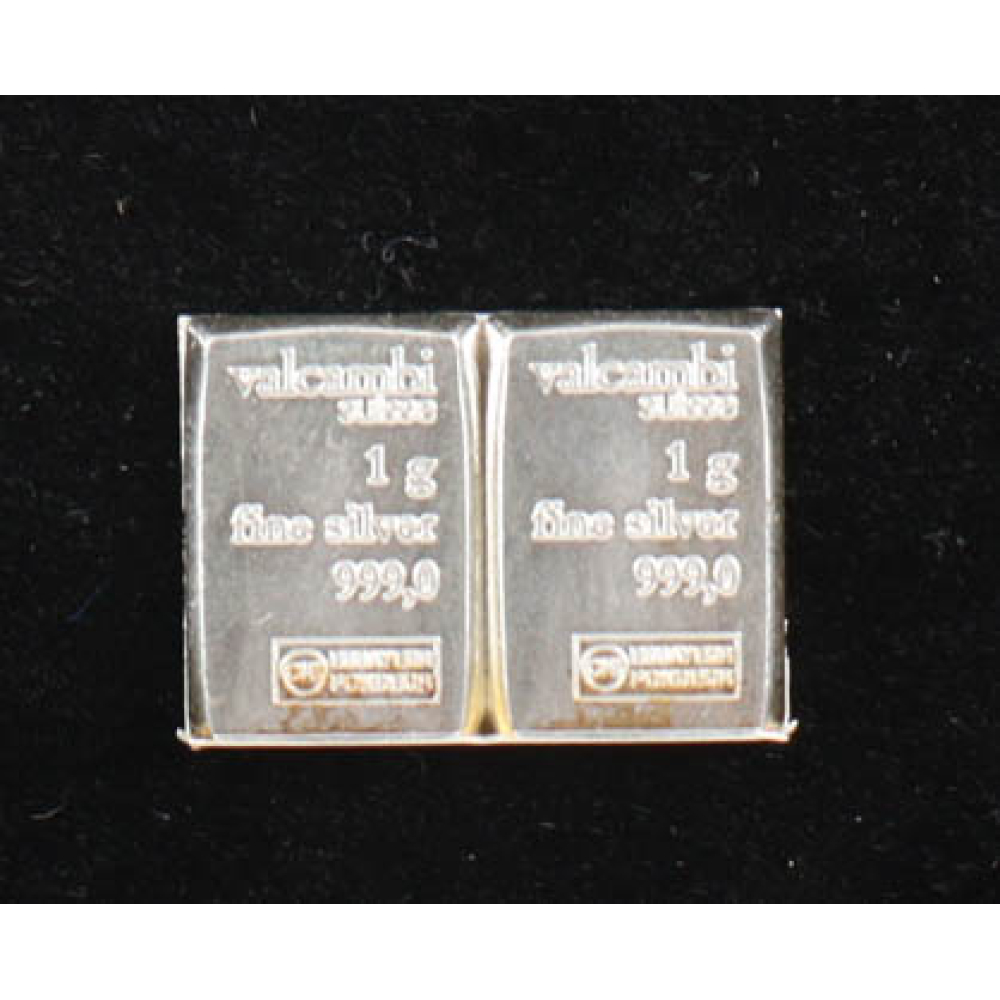 Uncut Sheet of (2) 1 Gram .999 Fine Silver Valcambi Bullion Bars at PristineAuction.com