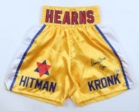 Thomas Hearns Signed Boxing Trunks Inscribed "Hitman" (Beckett) at PristineAuction.com