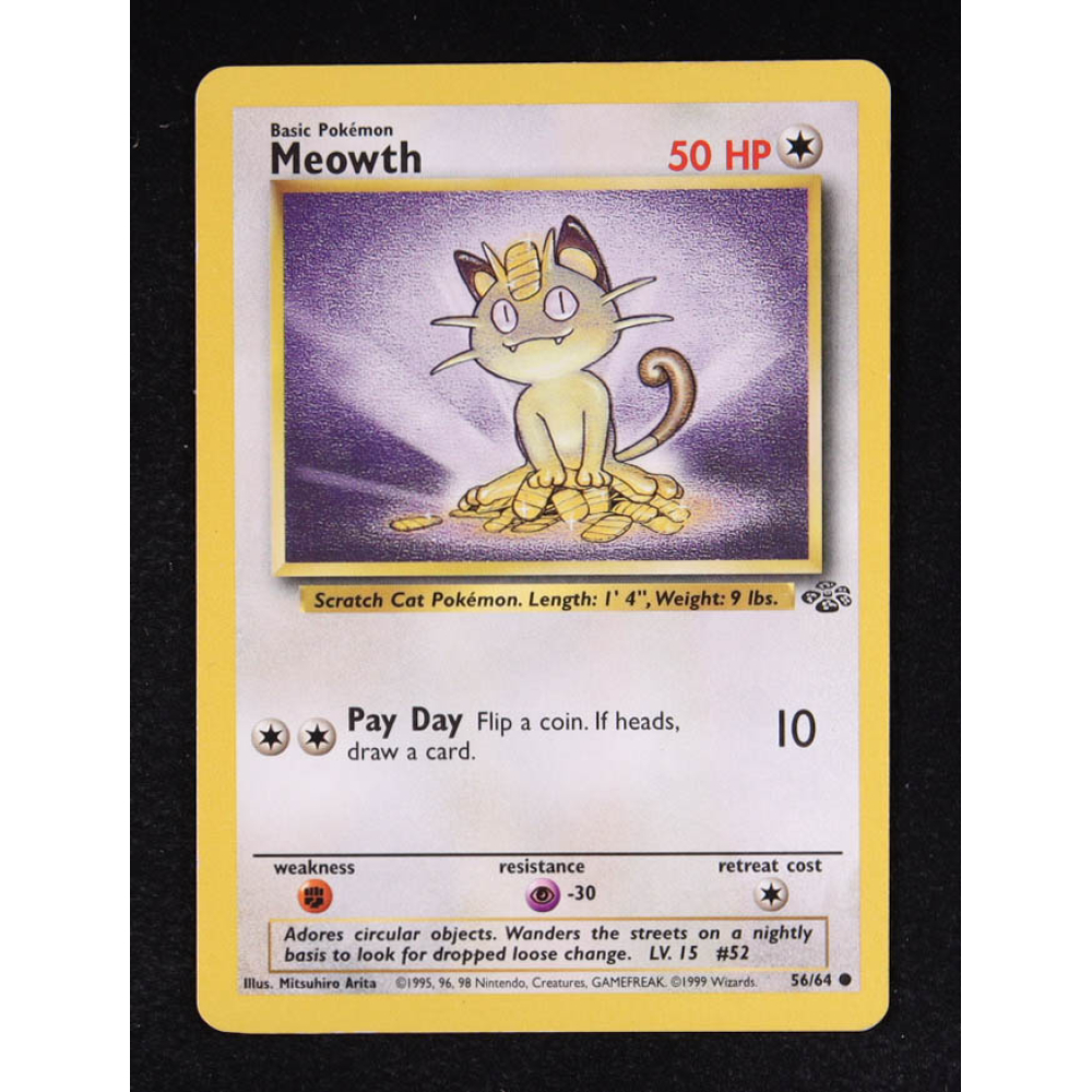 Meowth 1999 Pokemon Base Jungle #56 at PristineAuction.com