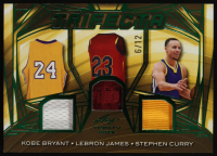 Kobe Bryant / LeBron James / Stephen Curry 2025 Leaf Trinity Trifecta Green #TF6 #6/12 at PristineAuction.com