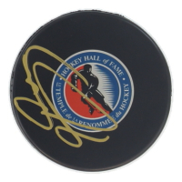 Joe Sakic Signed Hall of Fame Logo Hockey Puck (JSA) at PristineAuction.com