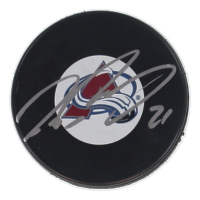 Peter Forsberg Signed Avalanche Logo Hockey Puck (Beckett) at PristineAuction.com