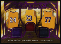 Kobe Bryant / LeBron James / Luka Doncic 2025 Leaf Trinity Trifecta Magenta #TF7 #2/7 at PristineAuction.com