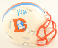 RJ Harvey Signed Broncos Retro Alternate Speed Mini Helmet (JSA) at PristineAuction.com