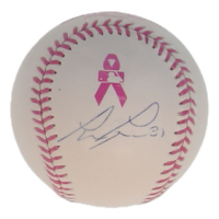 Lance Lynn Signed OML Breast Cancer Awareness Logo Baseball (JSA) at PristineAuction.com