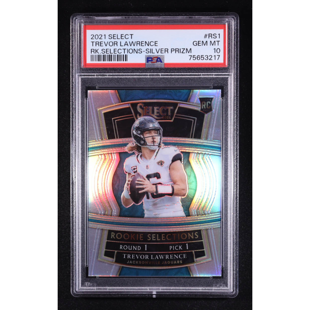 Trevor Lawrence 2021 Panini Select Rookie Selections Silver Prizm #RS-1 RC (PSA 10) at PristineAuction.com