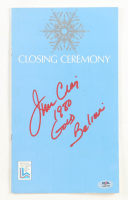 Jim Craig Signed 1980 Lake Placid Closing Ceremony On-Site Brochure Inscribed "1980 Gold Believe" (PSA) at PristineAuction.com