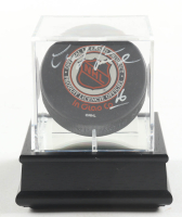 Pat LaFontaine Signed Islanders Logo Hockey Puck In Display Case (PSA) at PristineAuction.com