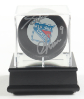 Adam Graves Signed Rangers Logo Hockey Puck In Display Case (PSA) at PristineAuction.com