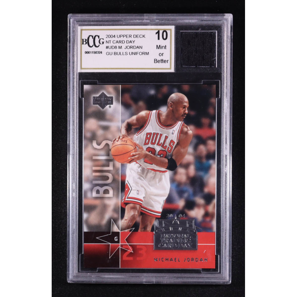Michael Jordan 2004 Upper Deck National Training Card Day Game Used Bulls Uniform #UD-8 (BCCG 10) at PristineAuction.com