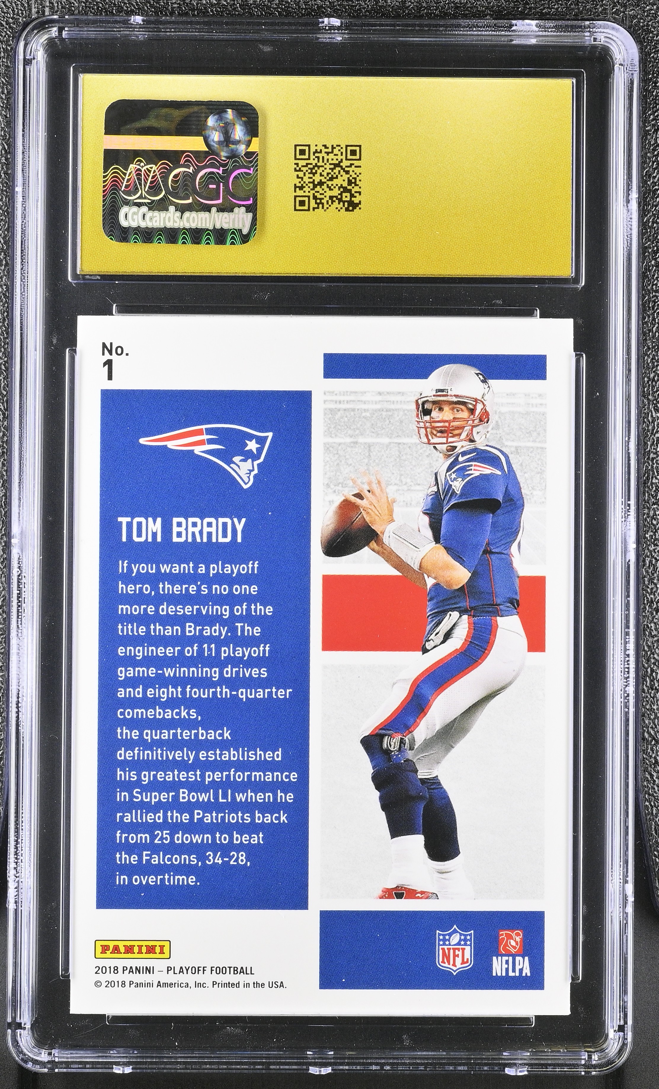 Tom Brady 2018 Panini Playoff Playoff Heroes #1 (CGC 10 | Black Label) at PristineAuction.com Tom Brady 2018 Panini Playoff Playoff Heroes #1 (CGC 10 | Black Label) at PristineAuction.com