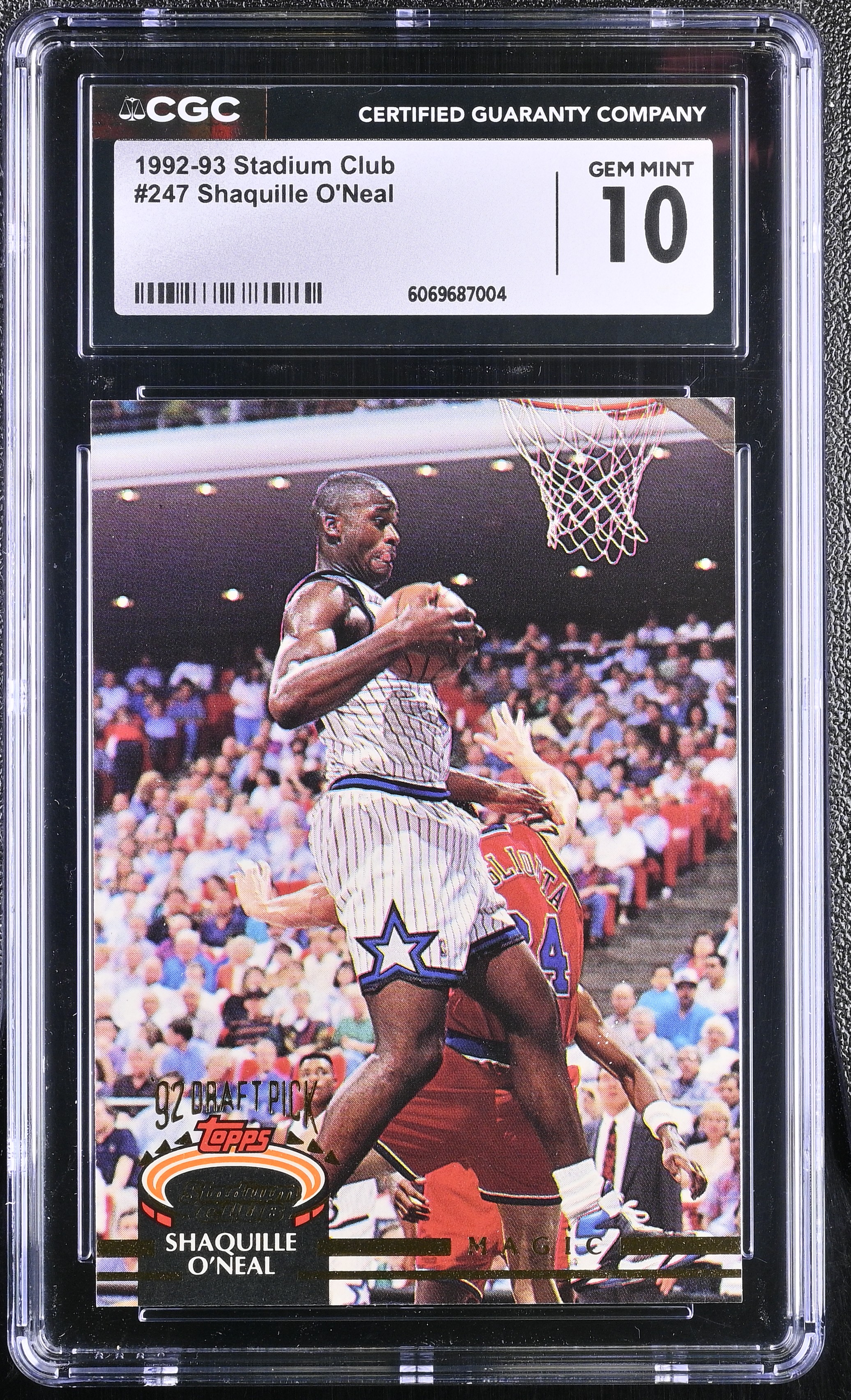 Shaquille O'Neal 1992-93 Stadium Club #247 RC (CGC 10) at PristineAuction.com Shaquille O'Neal 1992-93 Stadium Club #247 RC (CGC 10) at PristineAuction.com