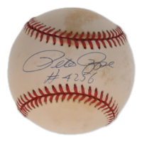 Pete Rose Signed ONL Baseball Inscribed "#4256" (UD) at PristineAuction.com