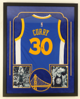 Stephen Curry Signed Custom Framed Jersey Display with (4) Finals Pins (Beckett) at PristineAuction.com