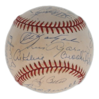 Hall of Famers & Greats | OAL Baseball Signed by (16) with Yogi Berra, Reggie Jackson, Al Kaline (JSA) at PristineAuction.com
