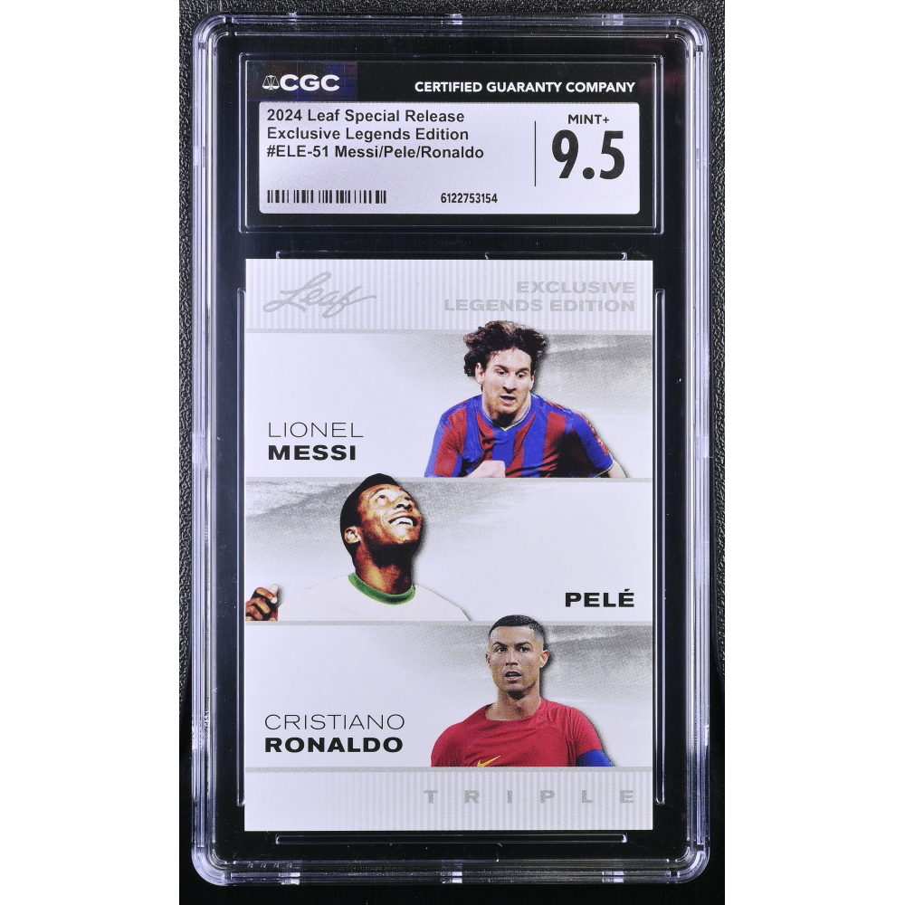 Messi / Pele / Ronaldo 2024 Leaf Special Release Exclusive Legends Edition #ELE51 (CGC 9.5) at PristineAuction.com