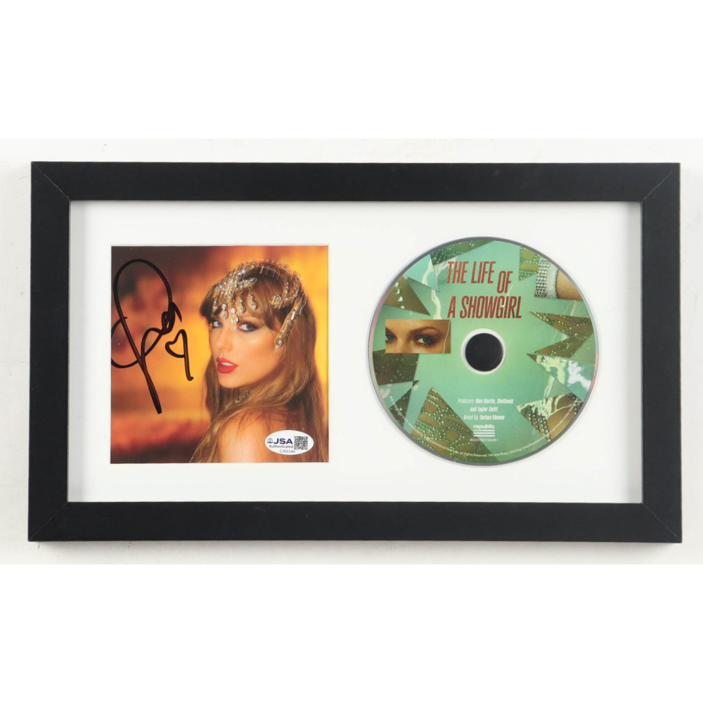 Taylor Swift Signed "The Life of a Showgirl" Custom Framed CD Insert Display with CD (JSA) at PristineAuction.com