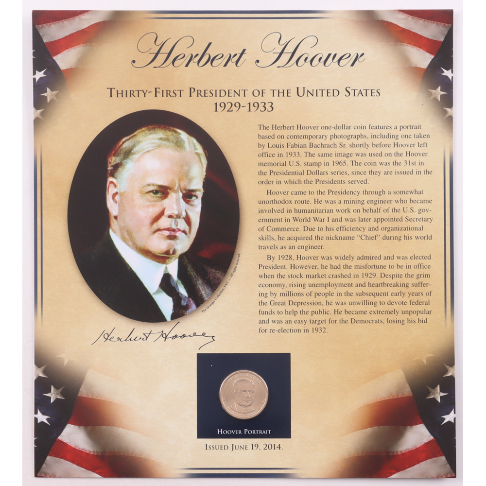 2014 U.S. Presidents Mint Sets Collection with Herbert Hoover Dollar Coin & Historic U.S. Stamps at PristineAuction.com