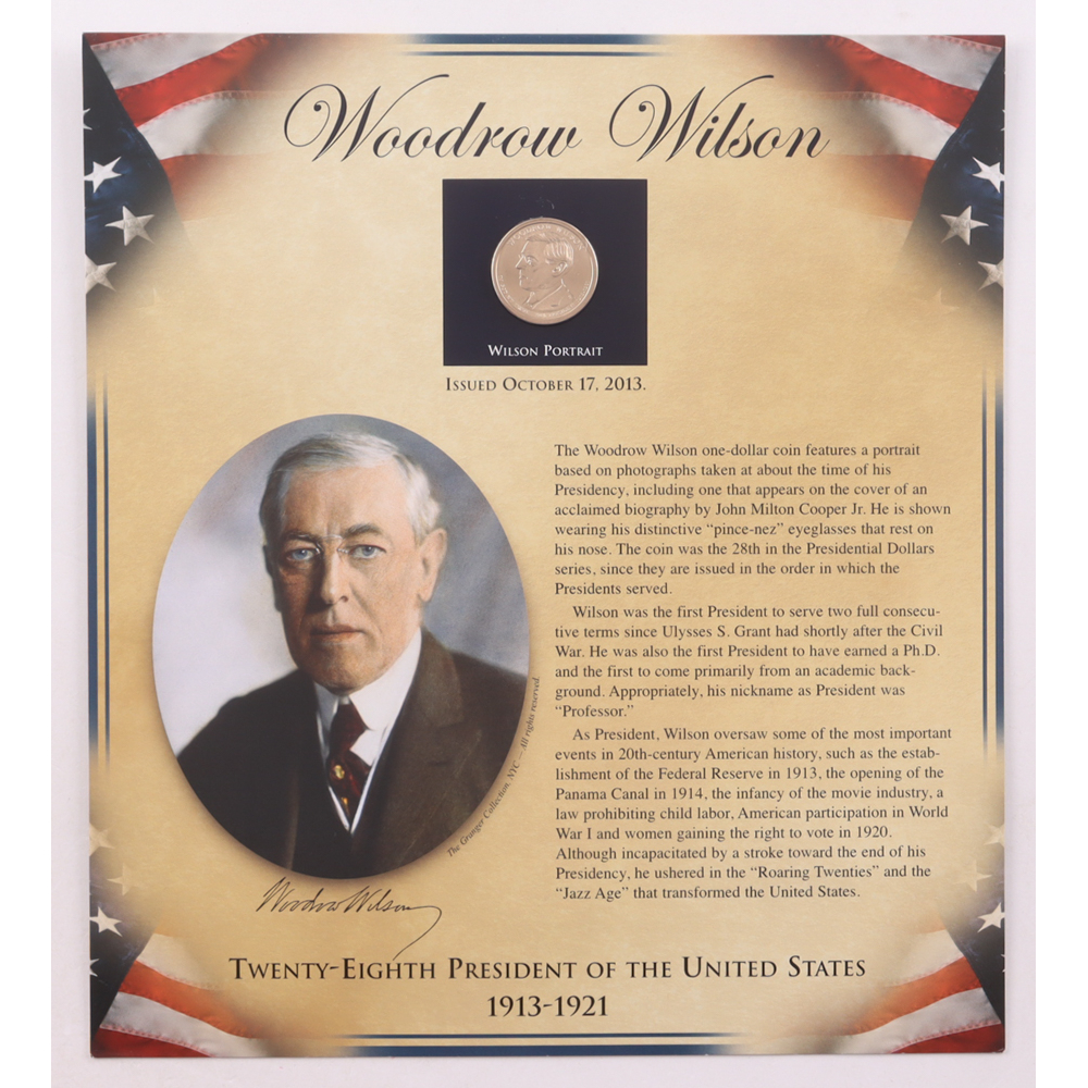 2013 U.S. Presidents Mint Sets Collection with Woodrow Wilson Dollar Coin & Historic U.S. Stamps at PristineAuction.com