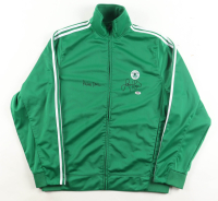 Larry Bird & Robert Parrish Signed Celtics Authentic Adidas Wam-Up Jacket (PSA) at PristineAuction.com