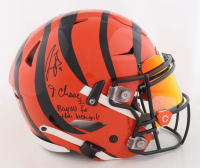 Joe Burrow & Ja'Marr Chase Signed Bengals Full-Size Authentic On-Field Speed-Flex Helmet Inscribed "Bayou To The Bengals" with Custom Visor (Fanatics, Chase & Beckett) at PristineAuction.com