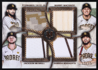 Xander Bogaerts / Fernando Tatis Jr. / Manny Machado / Jackson Merrill 2025 Topps Museum Collection Primary Pieces Four Player Quad Relics Copper #FPQRTMMB #53/75 at PristineAuction.com