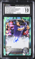 Cameron Nelson 2025 Bowman Draft Chrome Prospect Autographs Aqua Lava Refractor #CPA-CN #150/199 RC (CGC 10 | Auto 10) at PristineAuction.com