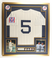 Joe DiMaggio Signed Custom Framed Cut Display with Jersey & (4) World Series Pins (JSA) at PristineAuction.com
