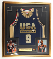 Michael Jordan Authentic Nike 1992 USA Custom Framed Jersey Display with Career Stat Plaque at PristineAuction.com