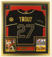 Mike Trout Custom Framed Jersey Display With Angels Pin & (2) Angels Logo Patches at PristineAuction.com