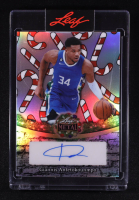 Giannis Antetokounmpo 2025 Leaf Metal Holiday Autographs Candy Cane Prismatic Silver #BAGA1 #13/15 at PristineAuction.com