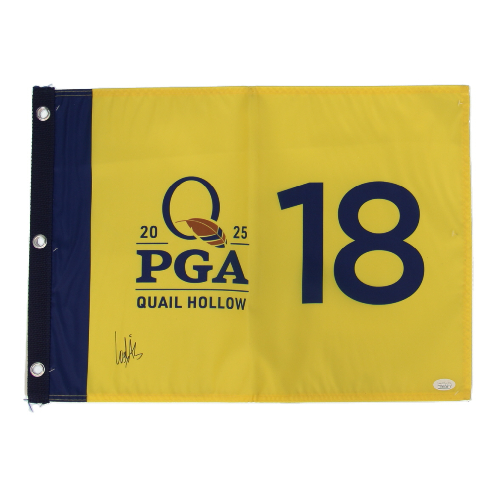 Ludvig Aberg Signed 2025 PGA Championship Quail Hollow Golf Pin Flag (JSA) at PristineAuction.com