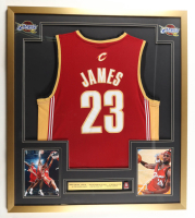 Lebron James Custom Framed Jersey Display with Cavaliers #23 Pin at PristineAuction.com