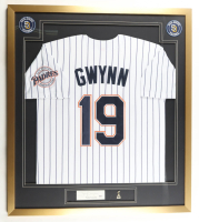 Tony Gwynn Signed Custom Framed Cut Display with Jersey & Gwynn Pin (PSA) at PristineAuction.com