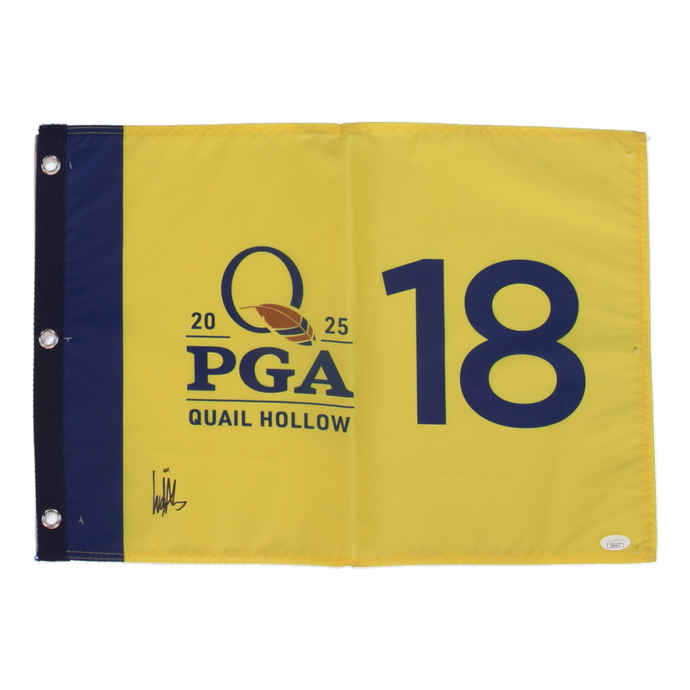 Ludvig Aberg Signed 2025 PGA Championship Quail Hollow Golf Pin Flag (JSA) at PristineAuction.com