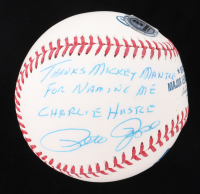 Pete Rose Signed OML Baseball Inscribed "Thanks Mickey Mantle for Naming Me Charlie Hustle" (Beckett) at PristineAuction.com