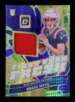 Drake Maye 2024 Donruss Optic First Year Fresh Jerseys Blue Hyper #12 RC at PristineAuction.com