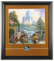 Thomas Kinkade "Cinderella's Castle" Custom Framed Print Display with Disney World Pin at PristineAuction.com