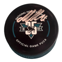 Macklin Celebrini Signed Sharks Official Game Puck (Fanatics) at PristineAuction.com