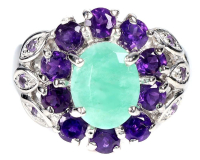 4.60 Carats Natural Emerald & Amethyst Ring | $2,500 Estimated Retail Value (UGL Cert) | Brand New at PristineAuction.com