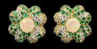 2.35 Carats Natural Opal & Green Garnet Earrings | $1,800 Estimated Retail Value (UGL Cert) | Brand New at PristineAuction.com